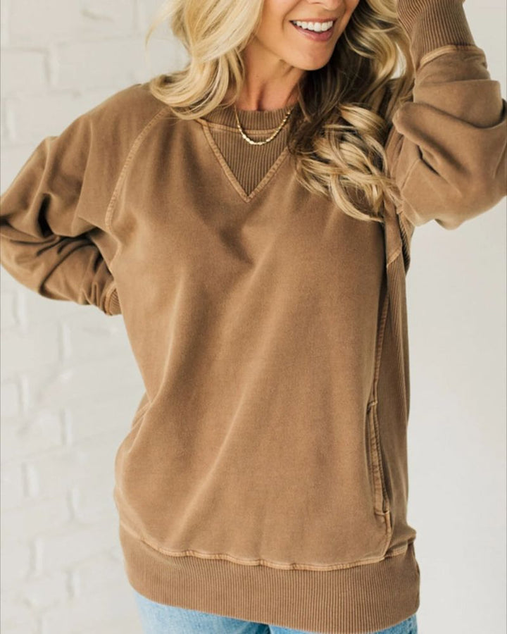 VIOLA - Geribbelde Accent Pocketed Pullover