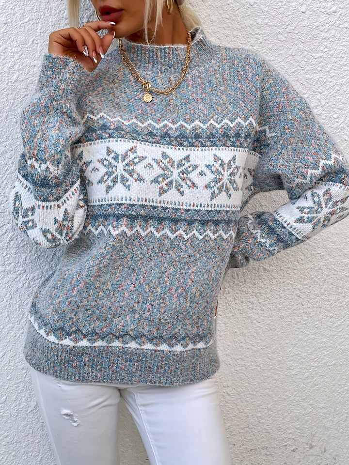 Tamsin | Gezellige Sneeuwvlok Mock-Neck Trui