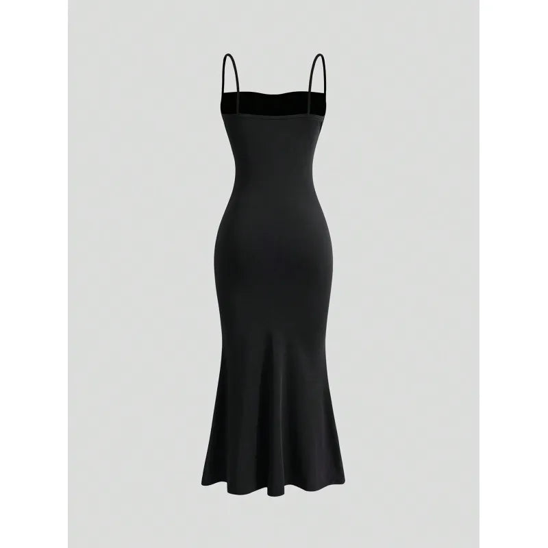 Armonie | Dames midi-jurk met spaghettibandjes en plooien