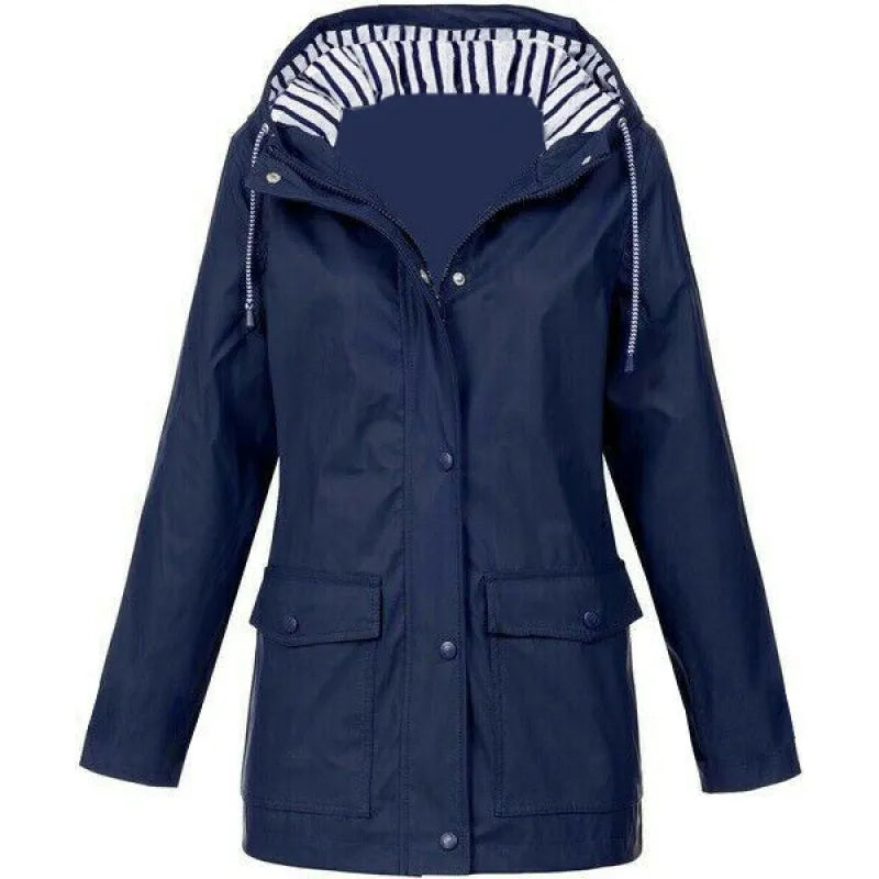 Zoey | Dames regenjas met capuchon en klepzakken
