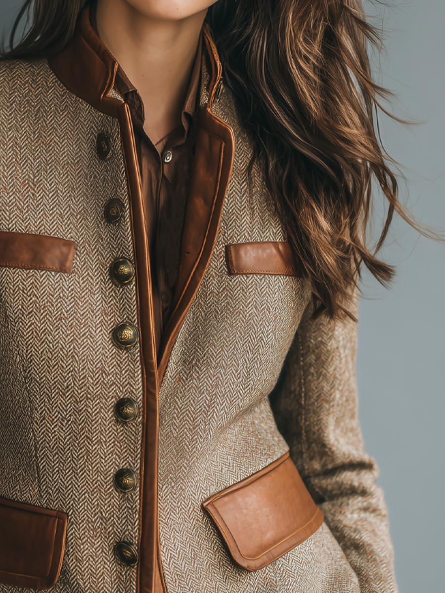 Verena - Vintage-jack met sierbestrijking en zakken