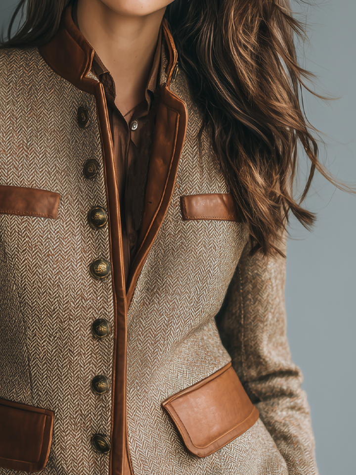 Verena - Vintage-jack met sierbestrijking en zakken
