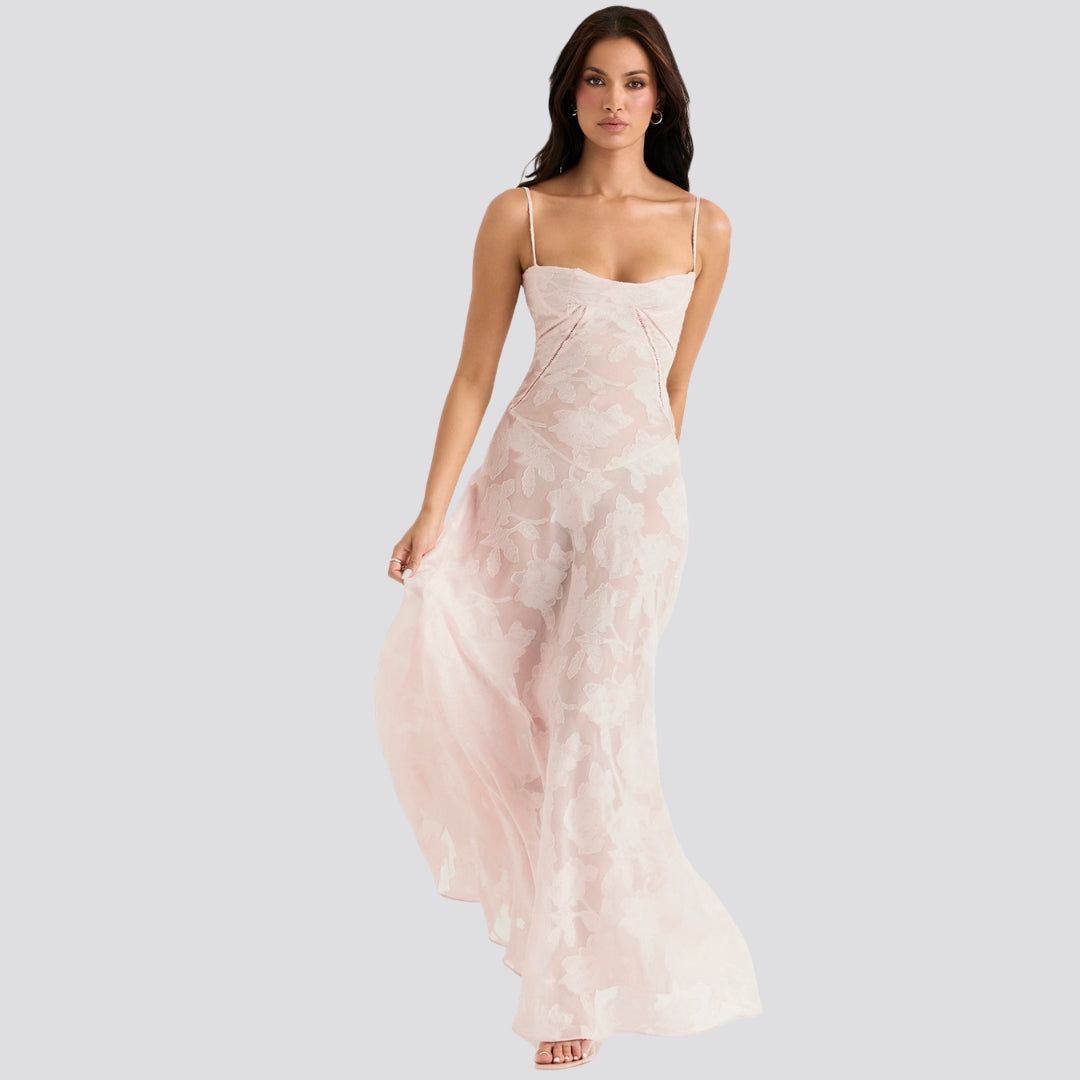 Maddy | Elegante Dames Maxikleed met Spaghettibandjes & Bloemenpatroon