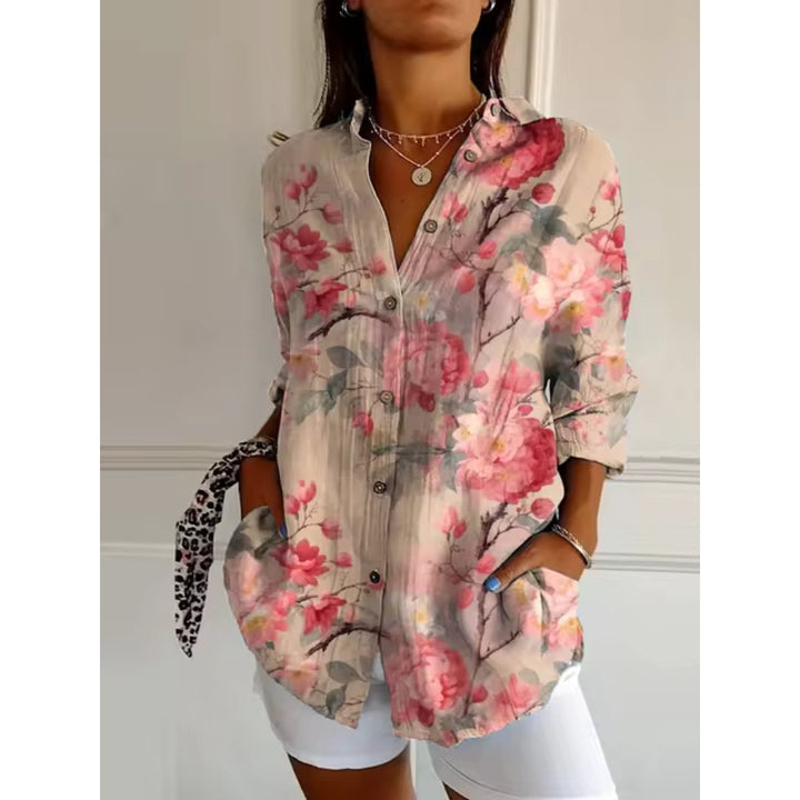 Bloemen Blouse met Knopen voor Dames