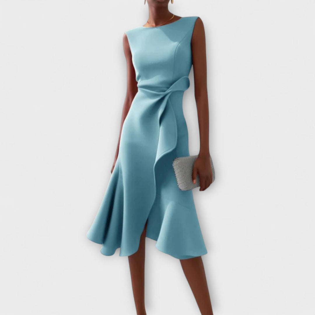 Brittany | Dames Drapé Asymmetrische Midikleed