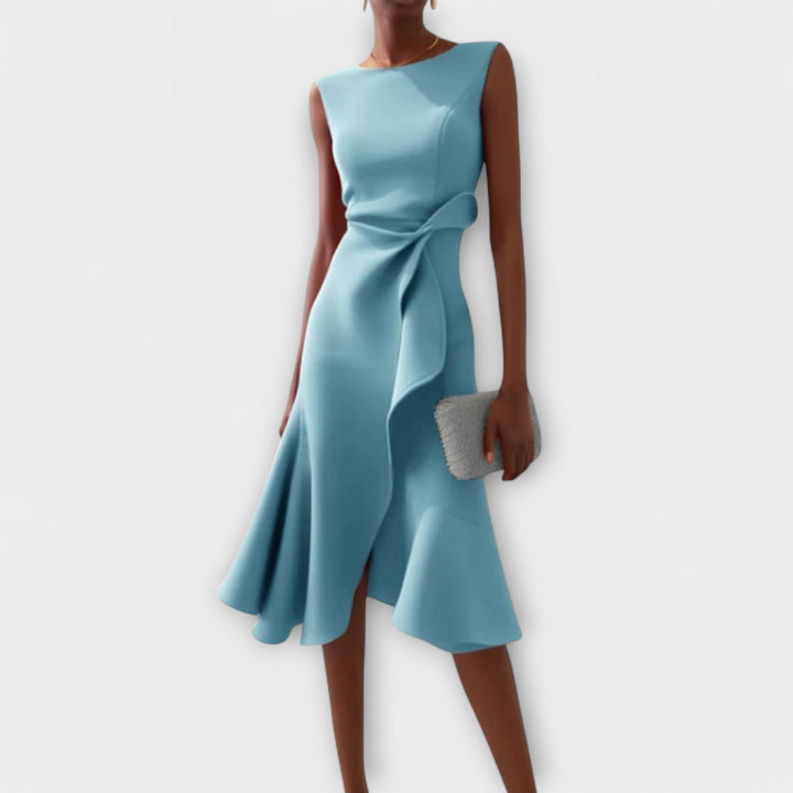 Brittany | Dames Drapé Asymmetrische Midikleed