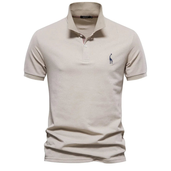 Caleb – Luxe Katoenen Polo met Hertenborduursel