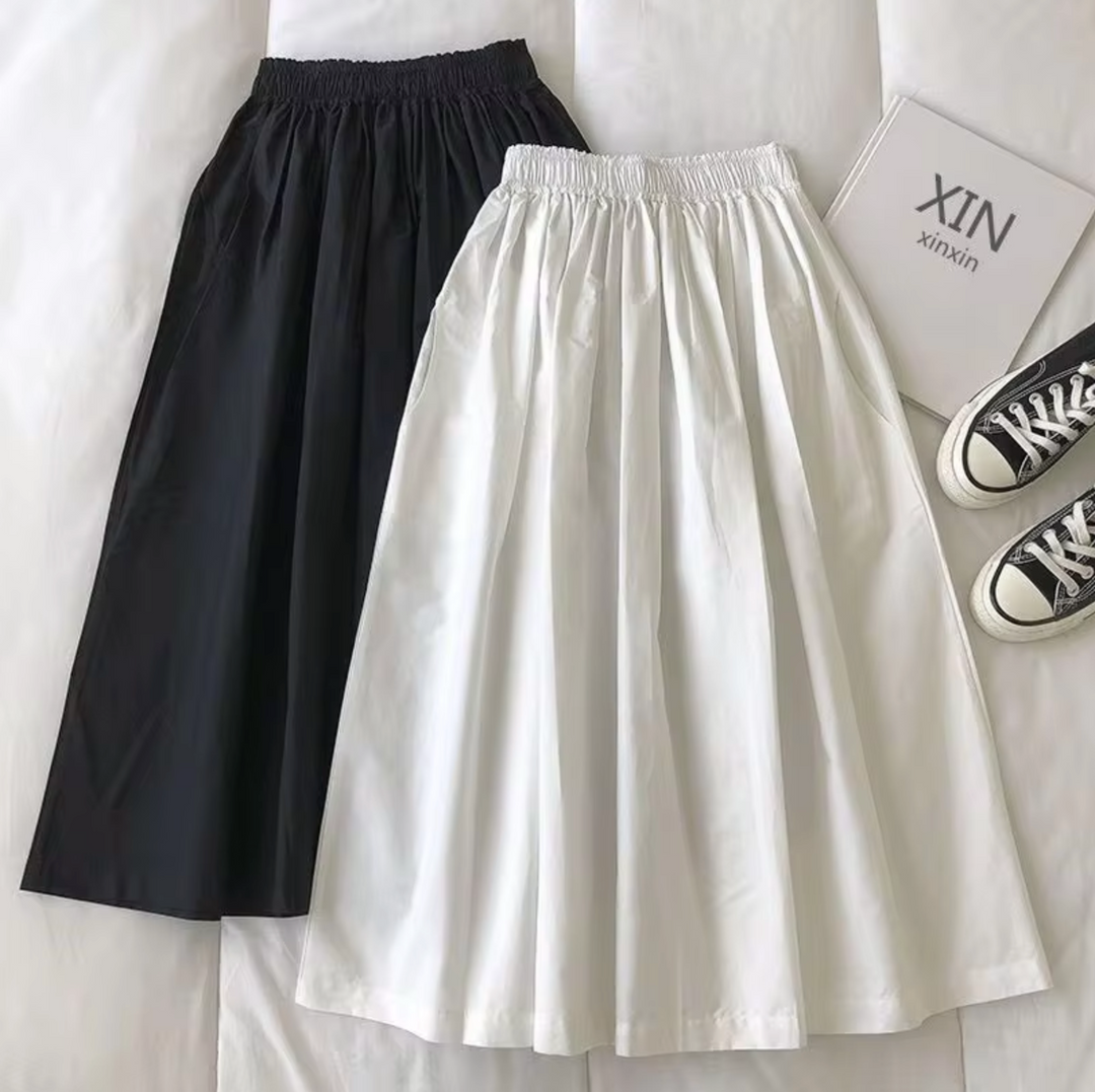 Dames Midi Rok met Elastische Taille