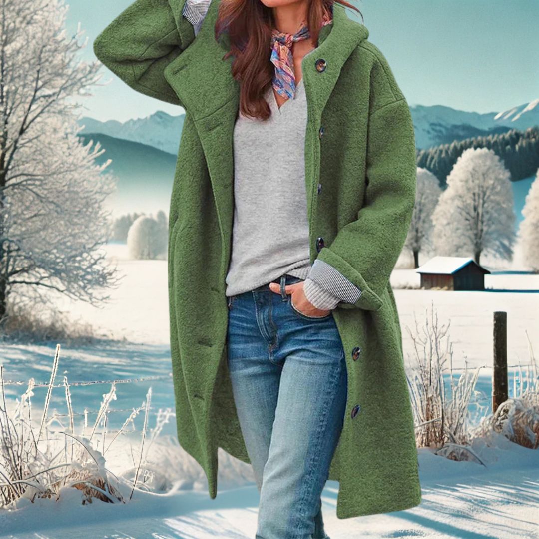 Dames Hooded Teddy Longline Jas