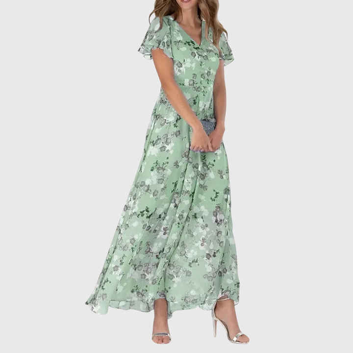 Amber | Dames Bloemen V-Hals Maxi Jurk