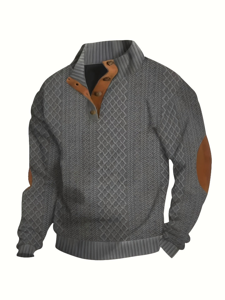 Ronan | Staande Kraag Knop Henley Trui