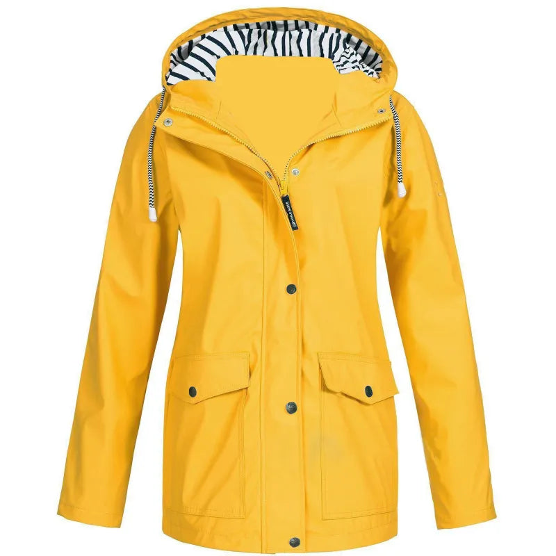 Zoey | Dames regenjas met capuchon en klepzakken