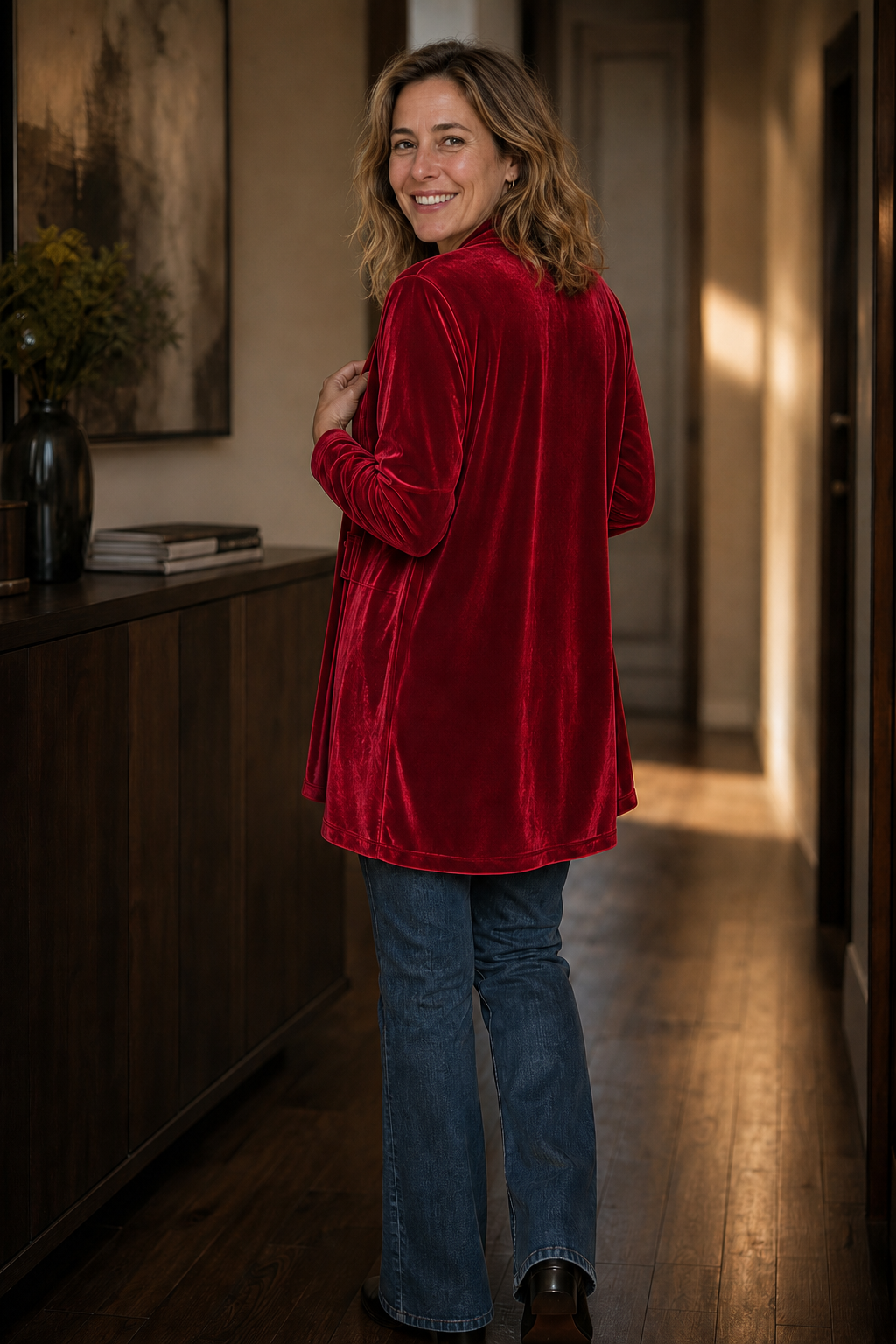 Velbourne – Dubbelzijdige Fluwelen-Look Cardigan