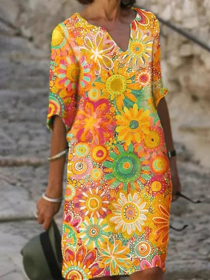 Zomerjurk met Halve Mouwen en Bloemenprint voor Dames