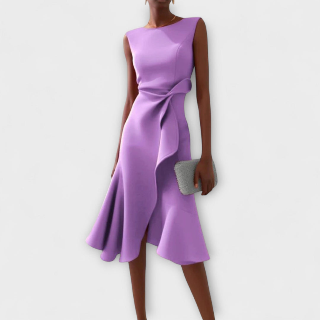 Brittany | Dames Drapé Asymmetrische Midikleed