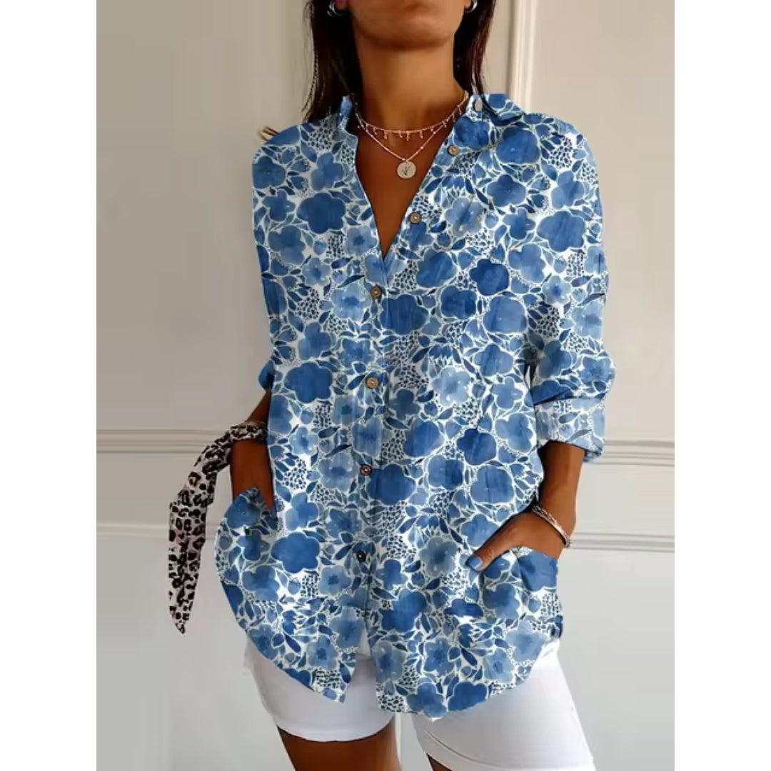 Bloemen Blouse met Knopen voor Dames