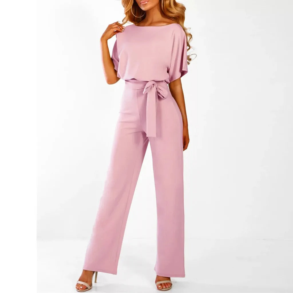 Jumpsuit met Ruche Mouwen en Riem voor Dames