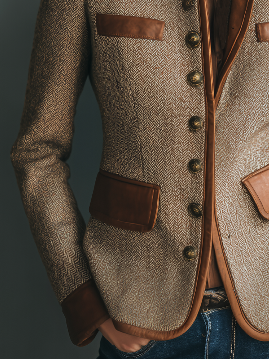 Verena - Vintage-jack met sierbestrijking en zakken