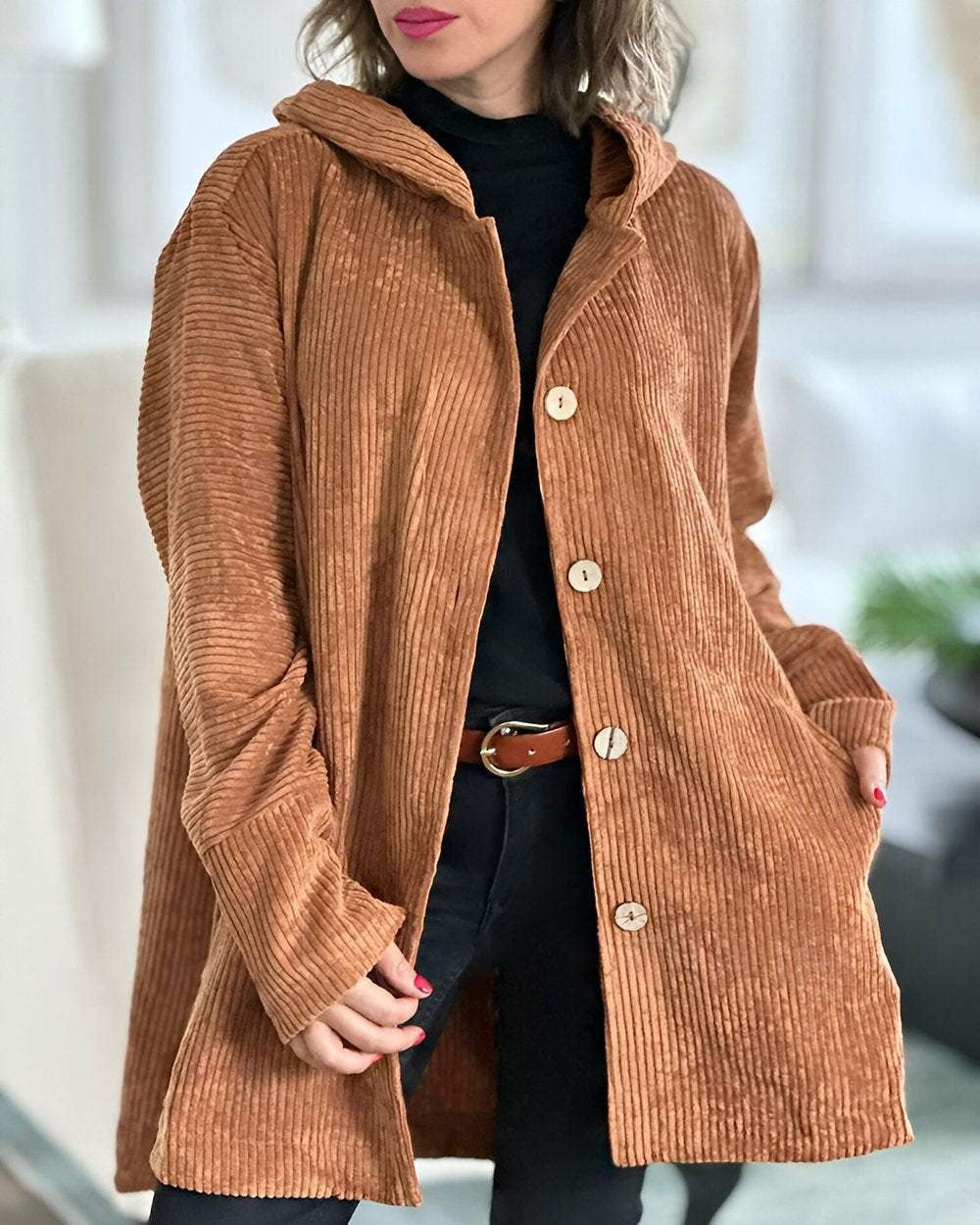 Cordia - Comfortabele Cord-Jack met Kap