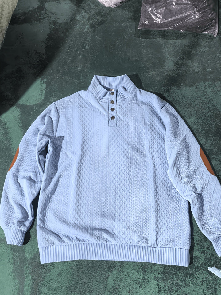 Ronan | Staande Kraag Knop Henley Trui