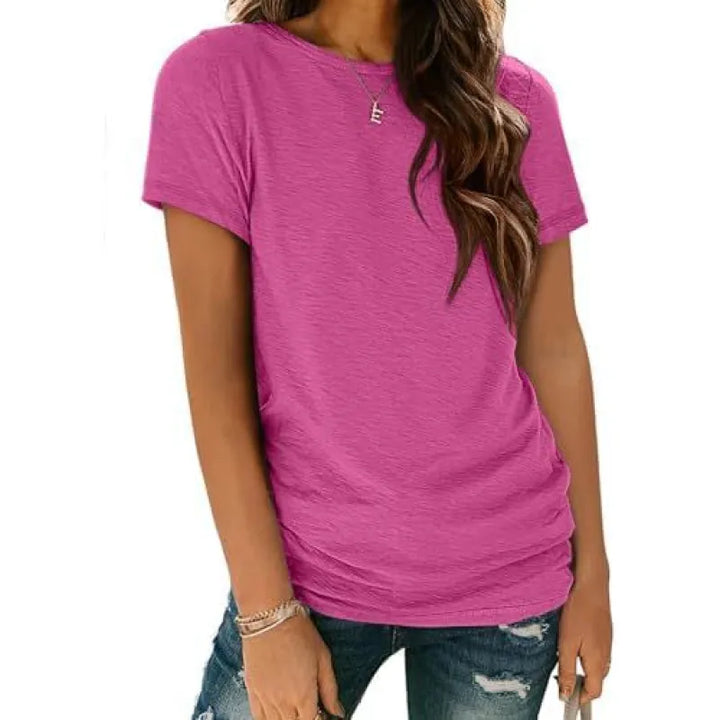 Naomi | Dames T-shirt met Ronde Hals en Zijruches