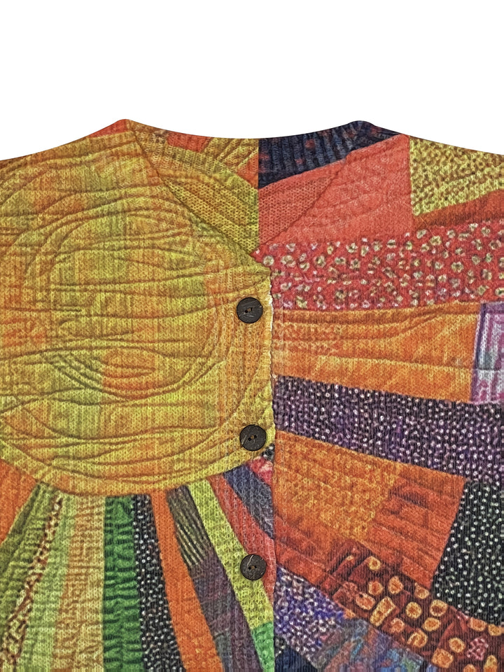 KIRSTEN – ARTISTIEKE PATCHWORK KNOPEN CARDIGAN