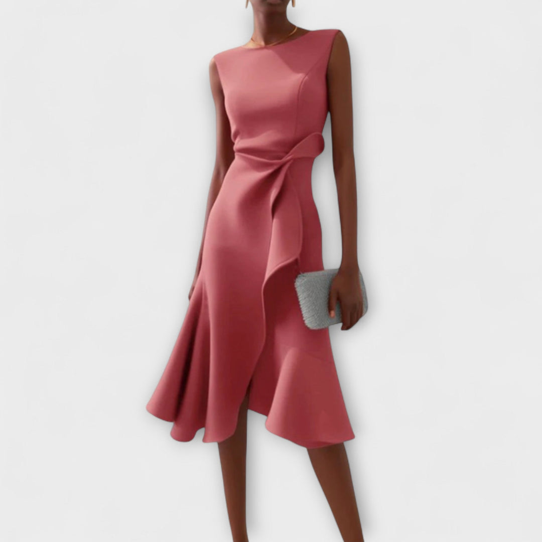 Brittany | Dames Drapé Asymmetrische Midikleed