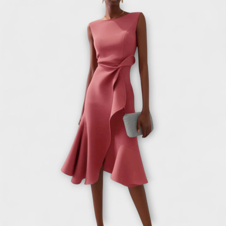 Brittany | Dames Drapé Asymmetrische Midikleed