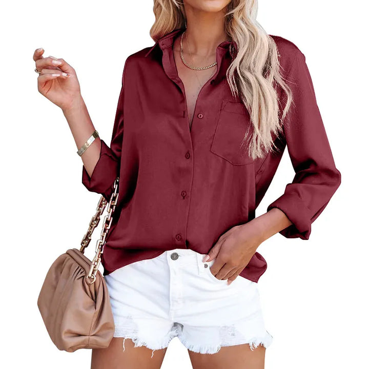 Clarisse | Dames blouse met knoopsluiting en lange mouwen
