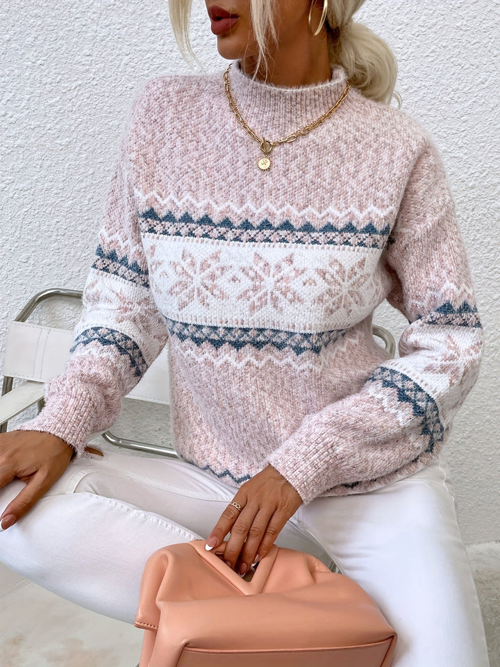 Tamsin | Gezellige Sneeuwvlok Mock-Neck Trui