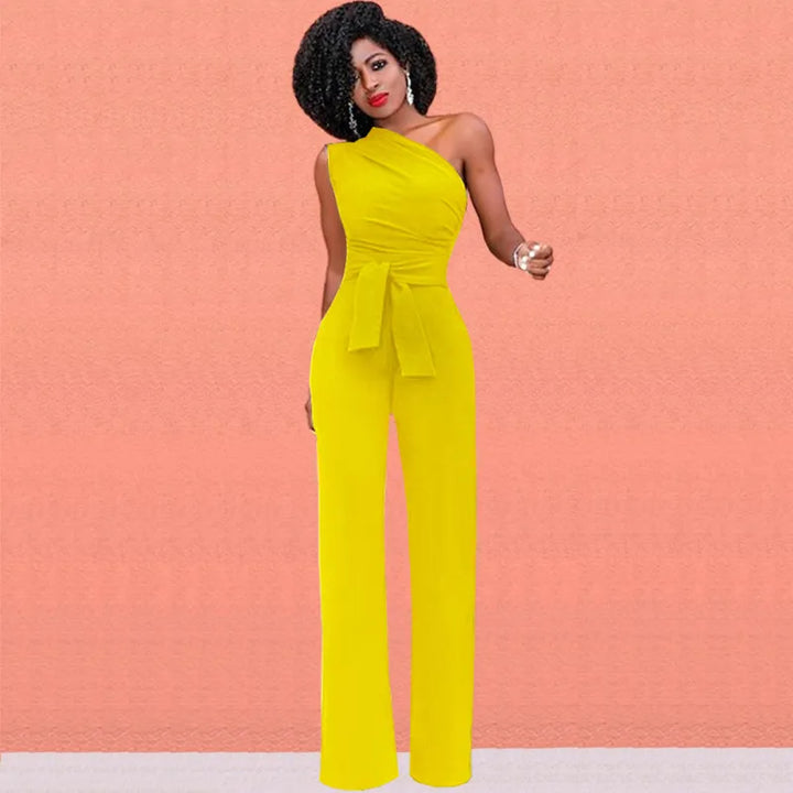 Ivy | Damesjumpsuit met één schouder en tailleceintuur