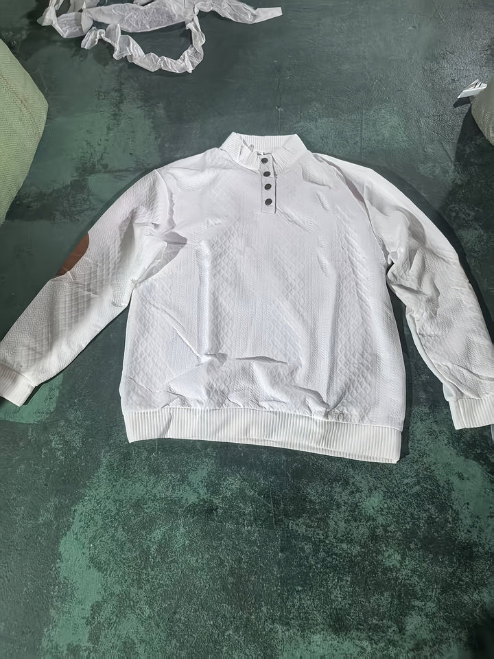 Ronan | Staande Kraag Knop Henley Trui