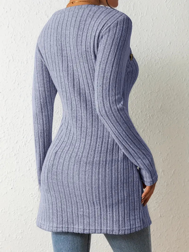 Julia - Trendy Geribbelde Asymmetrische Top