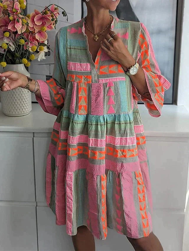 Daisy | Elegante Midi-Jurk met Halflange Pofmouwen