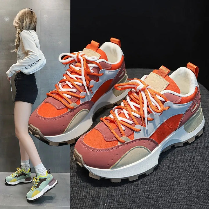 Tribe | Damessneakers met vetersluiting en profielzool