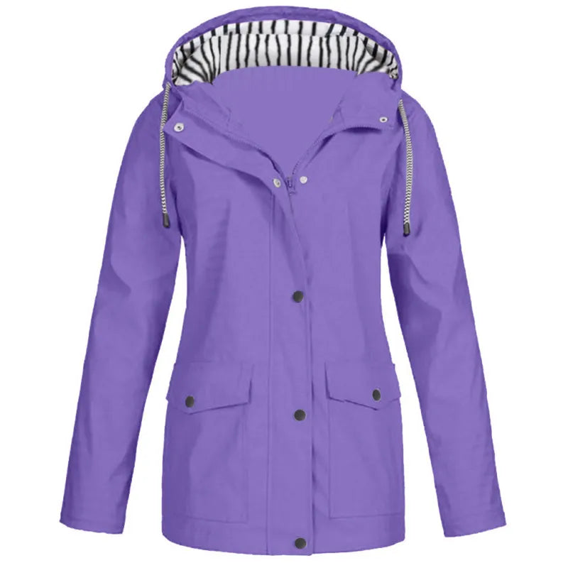 Zoey | Dames regenjas met capuchon en klepzakken