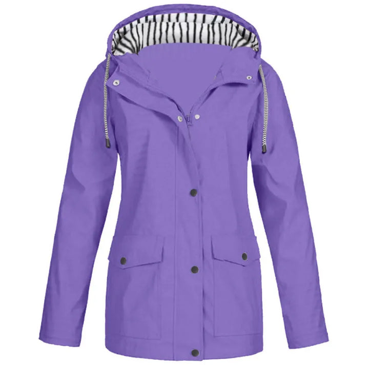 Zoey | Dames regenjas met capuchon en klepzakken