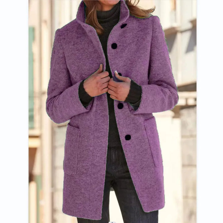 Arabella | Dames mantel met kraag en knoopsluiting