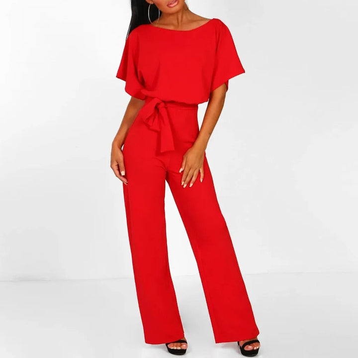 Jumpsuit met Ruche Mouwen en Riem voor Dames