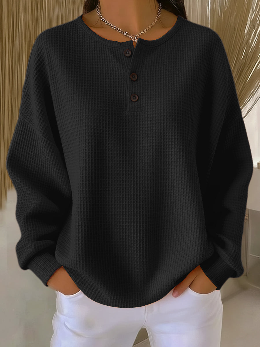 LAYLA – RELAXED WAFFLE BUTTON TOP