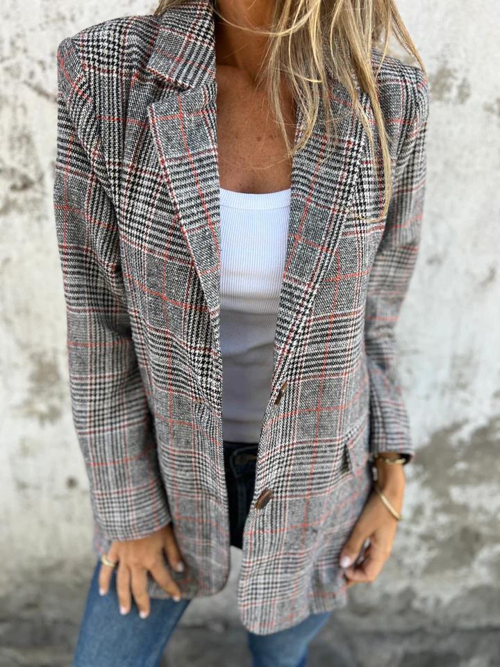 Vittoria - Casual Ruit Blazer Met Revers
