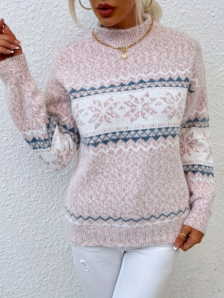 Tamsin | Gezellige Sneeuwvlok Mock-Neck Trui