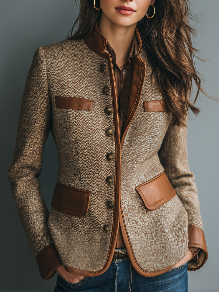 Verena - Vintage-jack met sierbestrijking en zakken