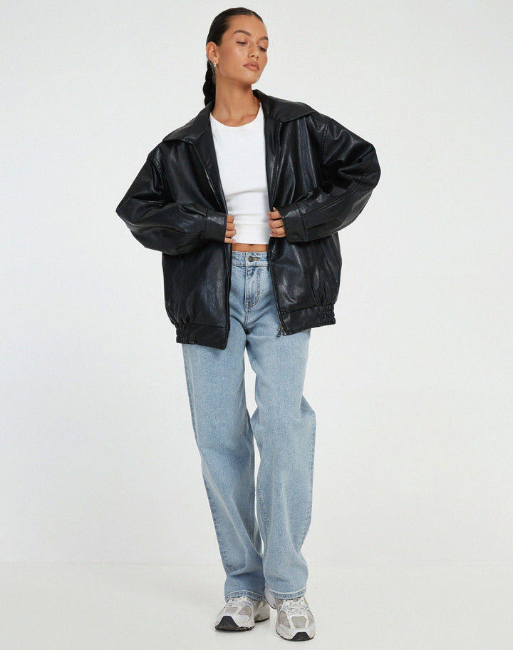 Sophia | Oversized PU-Leren Jas Dames – Modieuze Look, Hoogwaardig Kunstleer