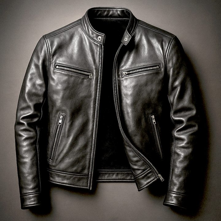 Heren Klassieke Faux Leren Zip-Up Jast
