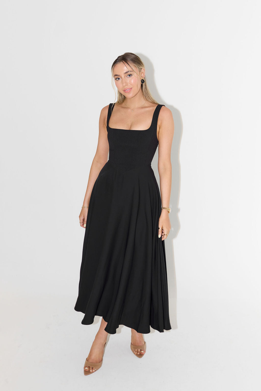 Paloma | Midi Jurk met Vierkante Hals