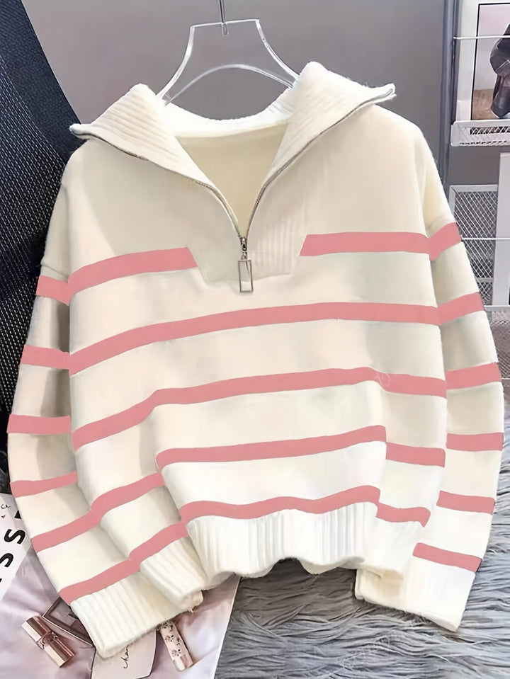 Sabina | Gestreepte Quarter-Zip Trui