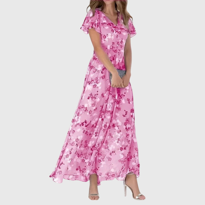 Amber | Dames Bloemen V-Hals Maxi Jurk