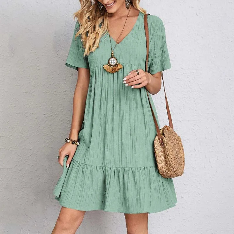 Sophie - Casual V-hals Mini Jurk
