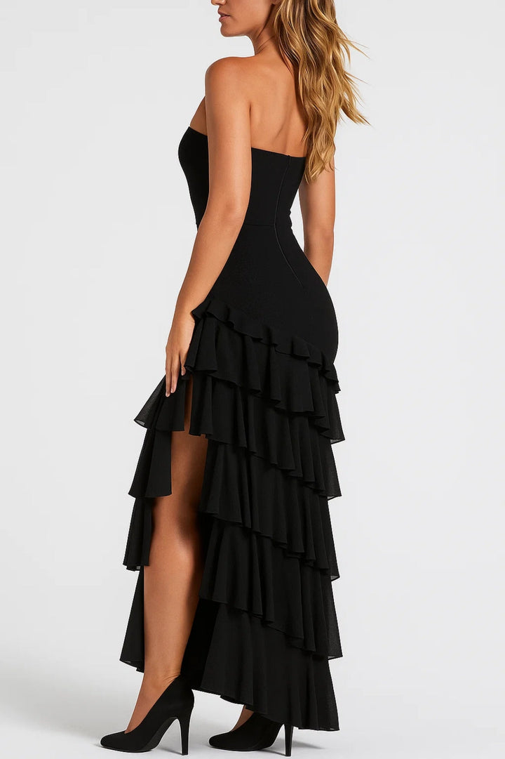 Zwarte Elegante Strapless Maxi Jurk